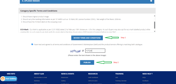 Click on Check Box and Then Click On Review Terms and Conditions
