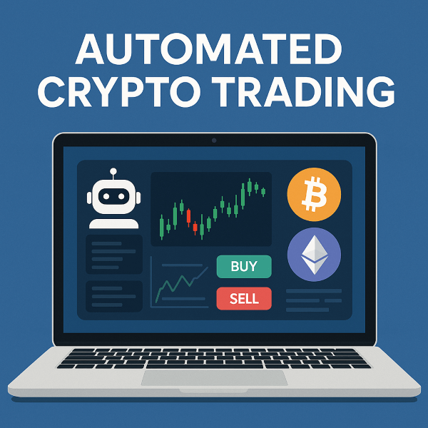 Automated Crypto Trading Bot Dashboard On a Laptop